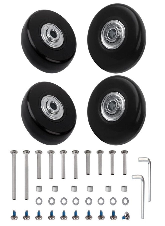 FSATNDE Luggage Wheels Replacement Set, 4 PU Wheels with 3 Size Axle Bearing Caster for Luggage Trunk Trolley Bag Smooth Rolling Repair 2inX0.8in - Image 1